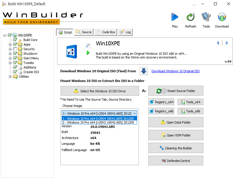 2020-12-09 수요일 정기 업데이트 통합 PRO x64 2개 - Windows 10 버전 2004 + 버전 20H2 누적 업데이트 KB4592438 (OS 빌드 19041.685 + 19042.685) - PE 만들기 테스트 2020-12-09_050805.jpg