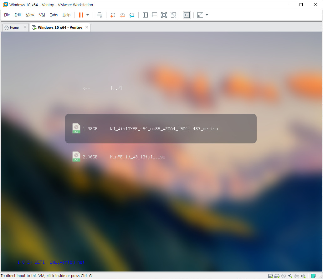 Ventoy-1.0.20을 VHD에 복사하여 부팅 테스트 (UEFI 부팅만 가능) - ISO로 된 PE 2020-09-01_140125.jpg