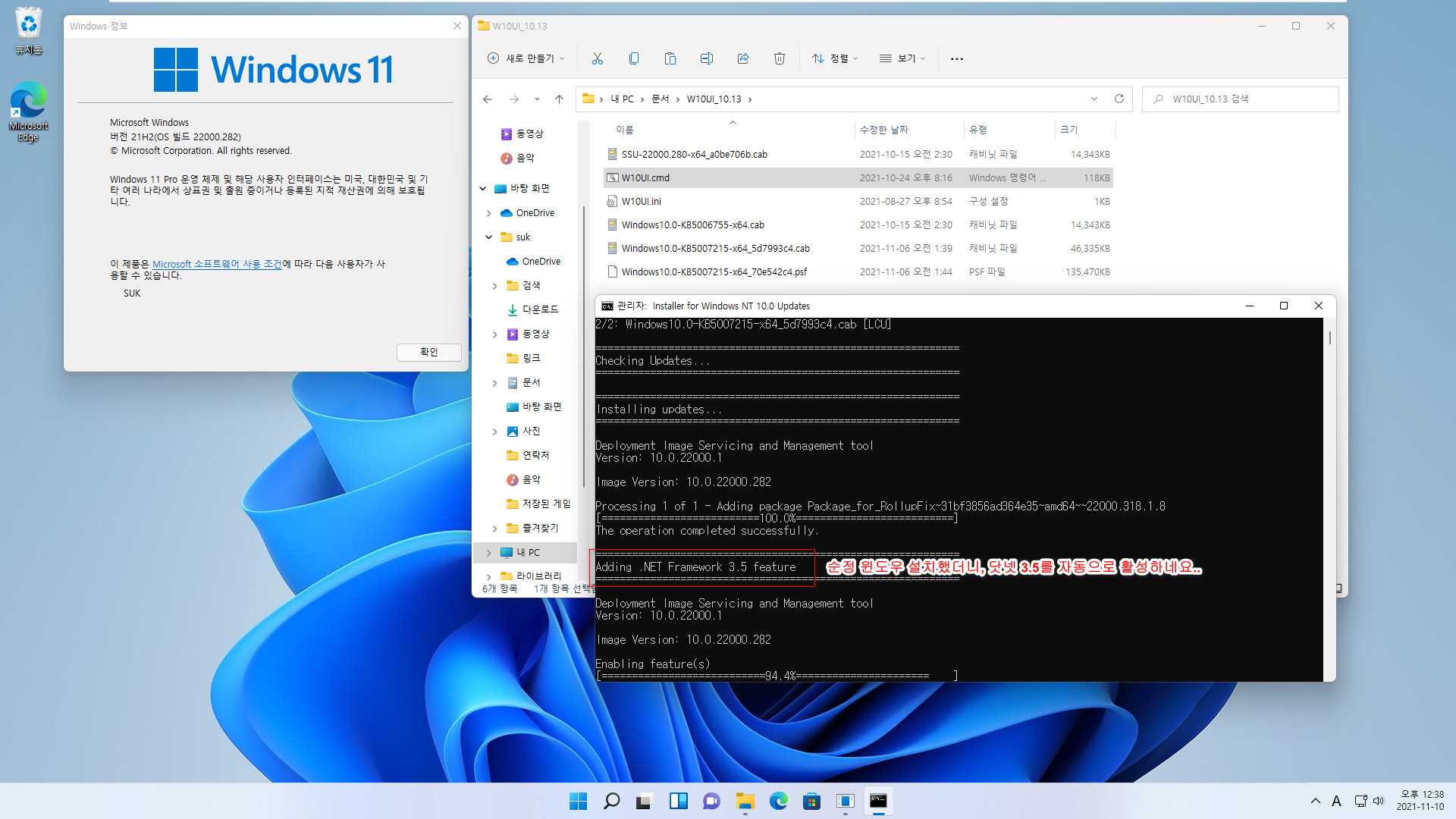 W10UI_10.13.zip 으로 cab 파일과 paf 파일 그대로 Windows 11에 설치하기 테스트 2021-11-10_123812.jpg