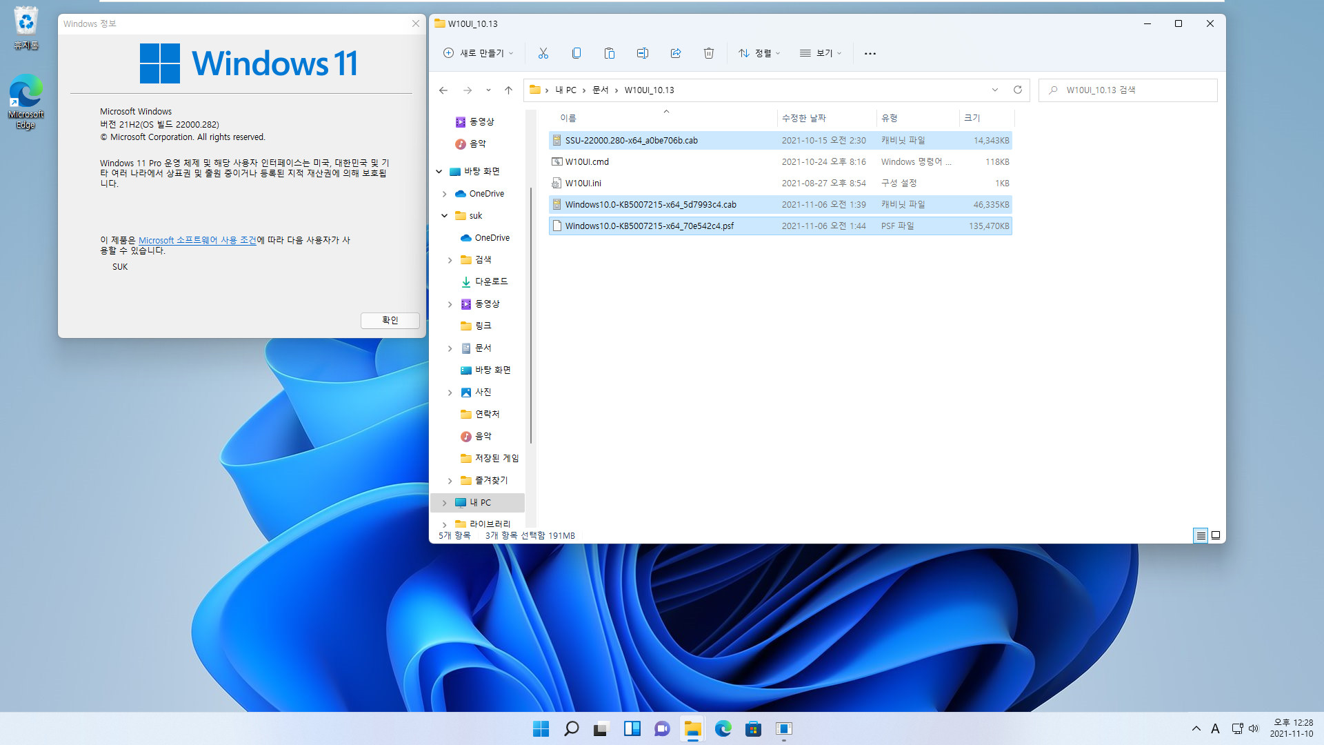 W10UI_10.13.zip 으로 cab 파일과 paf 파일 그대로 Windows 11에 설치하기 테스트 2021-11-10_122800.jpg