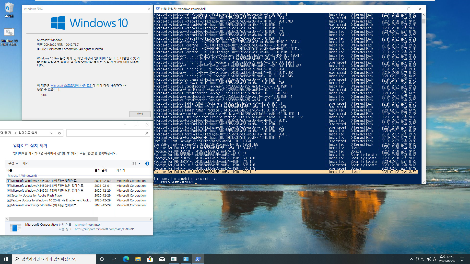Windows 10 21H1 19043 빌드로 업그레이드하기 2 - 재부팅 메시지만 수정.bat 테스트 2021-02-02_125952.jpg