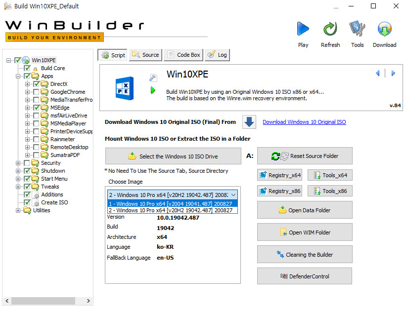 2020-08-27 업데이트 통합 PRO x64 2개 -Windows 10 버전 2004 + 버전 20H2 누적 업데이트 KB4571744 (OS 빌드 19041.487 + 19042.487) -  Win10XPE84으로 PE 만들기 테스트 2020-08-27_070237.jpg