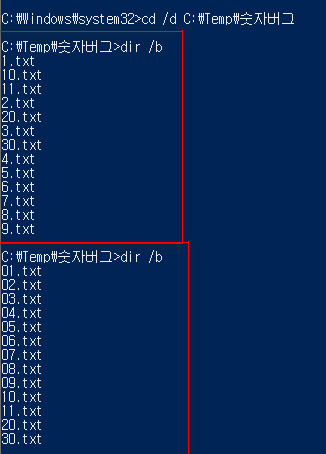 cmd의 dir 숫자 정렬 버그 - 앞 숫자만 비교하는 오래된 버그입니다 2023-09-08_135945.jpg