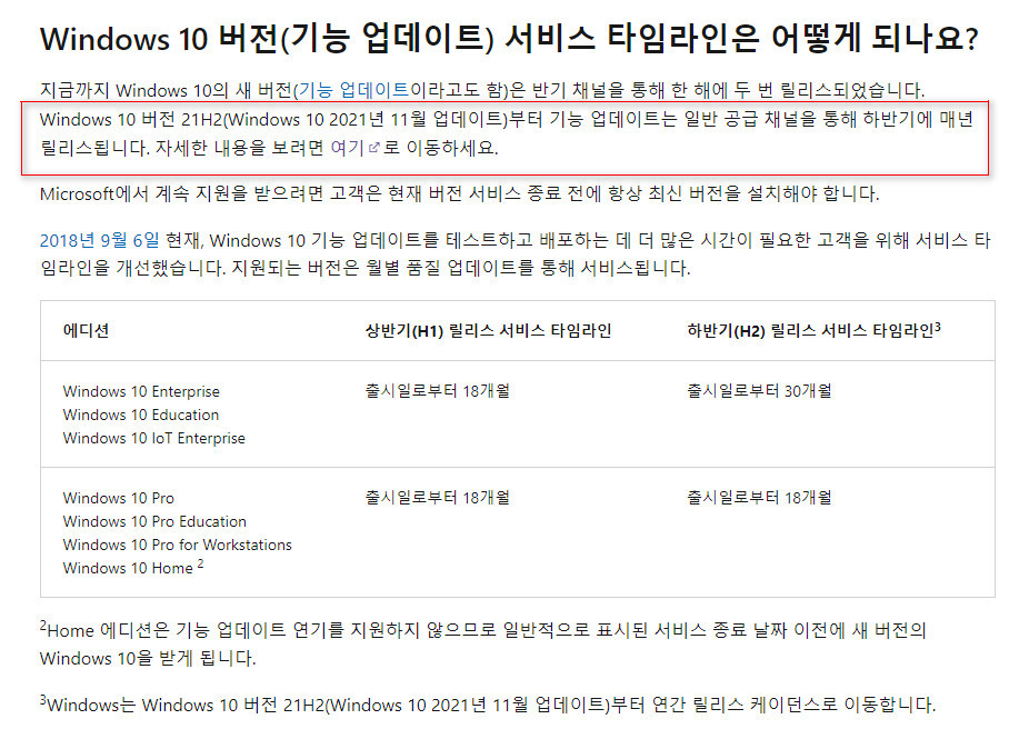 Windows 10 버전 21H2 이후에도 계속 1년에 1번 하반기에 출시됩니다. 2025년까지 지원 기간 고려하면 2번 정도로 얼마 남지 않았습니다만 2022-03-08_165245.jpg