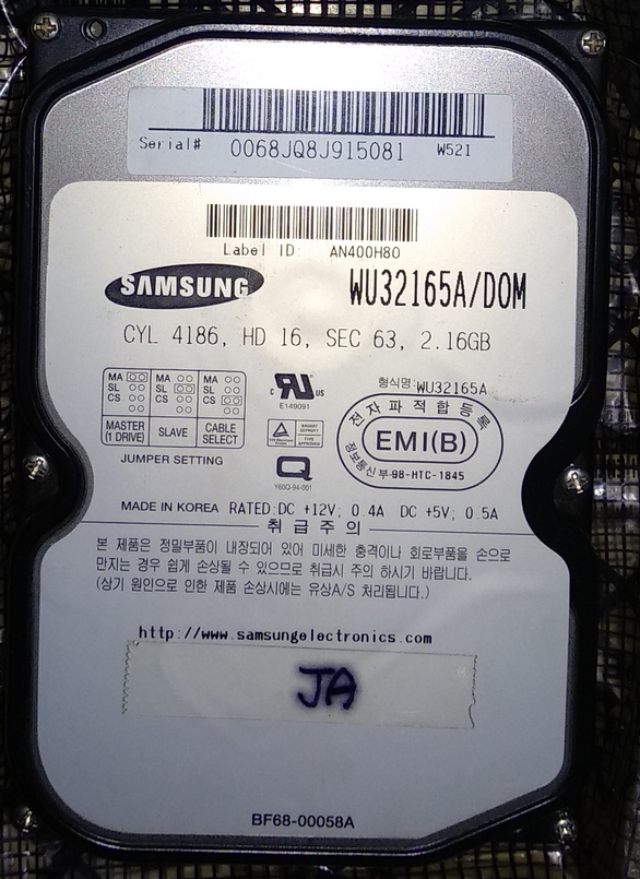 컴퓨터 Computer HDD SAMSUNG IDE WU32165A 2.16GB 0068JQ9J915081_dW00140801717a (1).jpg