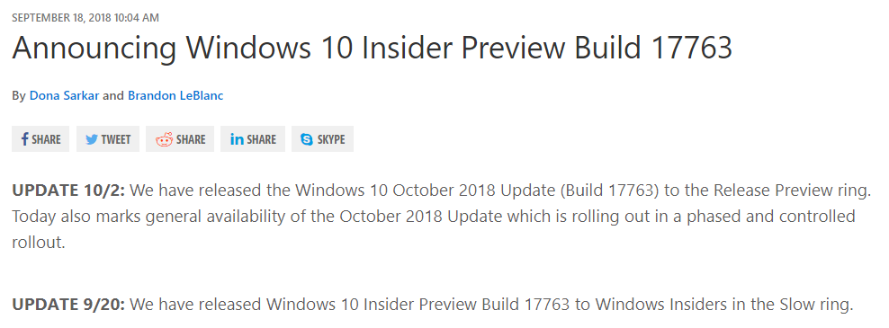 Windows 10 October 2018 Update - Windows 10 버전 1809 RS5 [레드스톤5] 17763.1빌드 - RTM 빌드 - 정식 출시와 함께 릴리스 프리뷰가 배포 되었습니다. 프리뷰가 의미가 없어졌네요 2018-10-03_085926.png