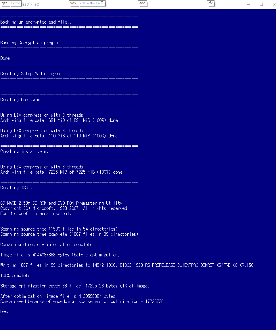 윈도10 RS2 프리뷰 14942 빌드 - 나오지 않는 상태 - 다시 8개 셋팅해야 - 셋팅완료 - 내일 아침에나 나올 듯-빨리나오네요2016-10-08_130004.png