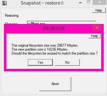 드라이브스냅샷.복구때.자동리사이즈.테스트-1.42버전으로테스트해봅니다-작은파티션에복구해봅니다-1.42도리사이즈되네요.jpg