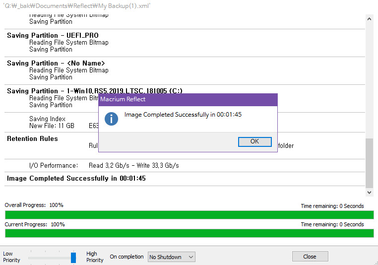Macrium Reflect 윈도 백업 프로그램 - 전체 백업 방법 - 윈도 시스템 백업 - 이후는 파티션 백업과 같습니다 2018-11-13_180332.jpg
