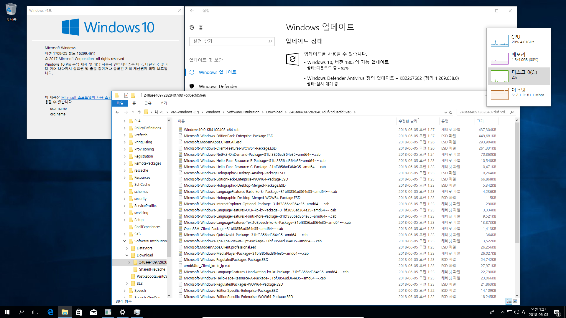Windows 10 인사이더 프리뷰 RTM 때와 정식 출시 후에 윈도 업데이트 할 때 [업그레이드] 나오는 파일들이 다른지 확인합니다 - 현재 버전1803 RS4 레드스톤4 대상으로 확인 2018-06-05_012752.png