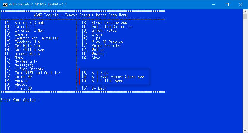 MSMG Toolkti v7.7로 윈도10 버전1709 [16299.15] RTM 빌드에 16299.19 누적 업데이트 적용하고 닷넷3.5 - 기본앱 삭제 테스트 - 이 3가지 중에 하나가 편리합니다-하나씩 선택하여 앱을 삭제하면 다시 처음으로 돌아가서 여기까지 들어와야 굉장히 불편합니다 2017-10-15_100459.png