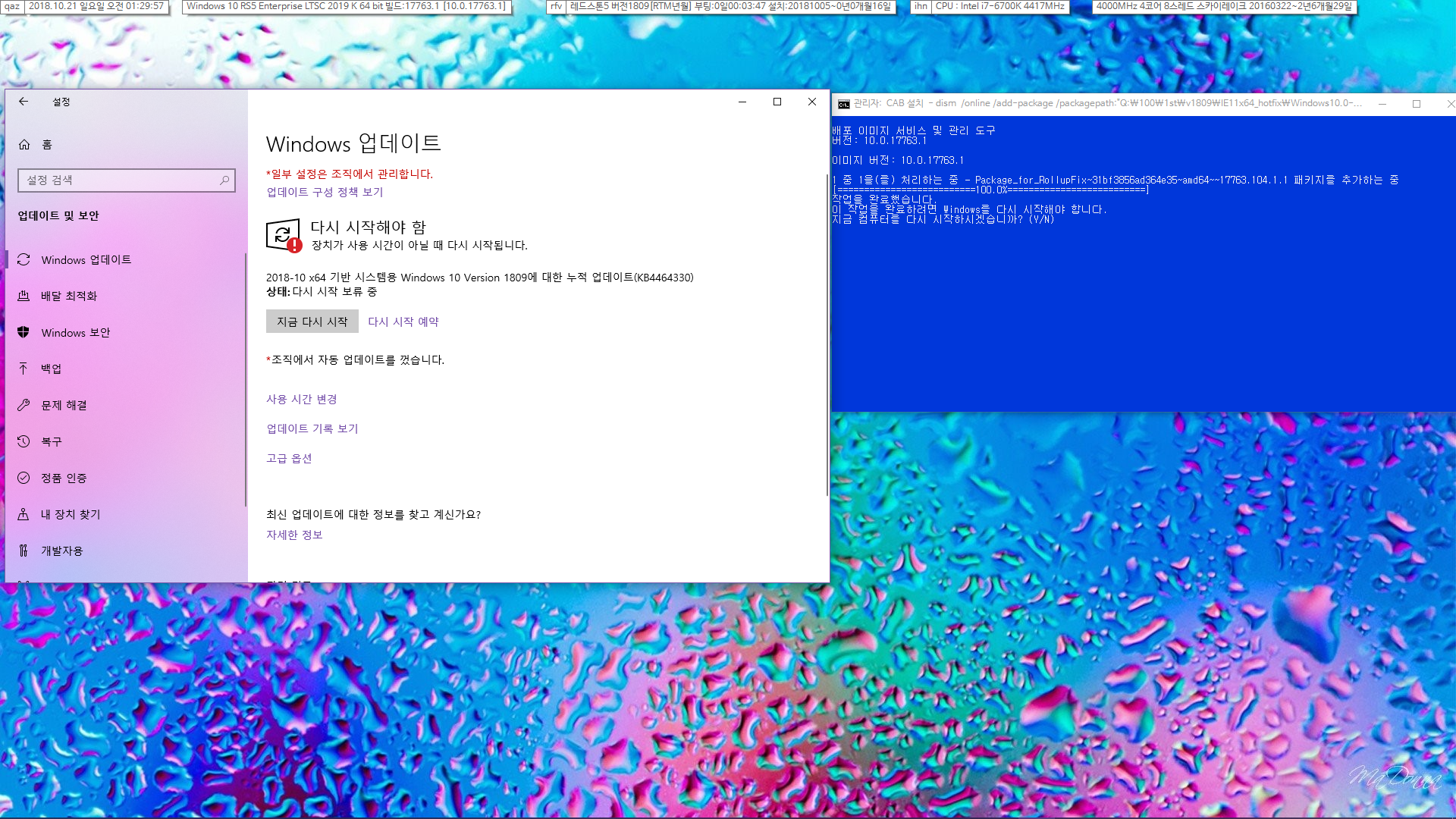 윈도10 버전1809 레드스톤5 2019 LTSC 에서 인사이더 프리뷰용 누적 업데이트와 정식 누적 업데이트간의 트러블이 있는지 테스트 2018-10-21_012957.png