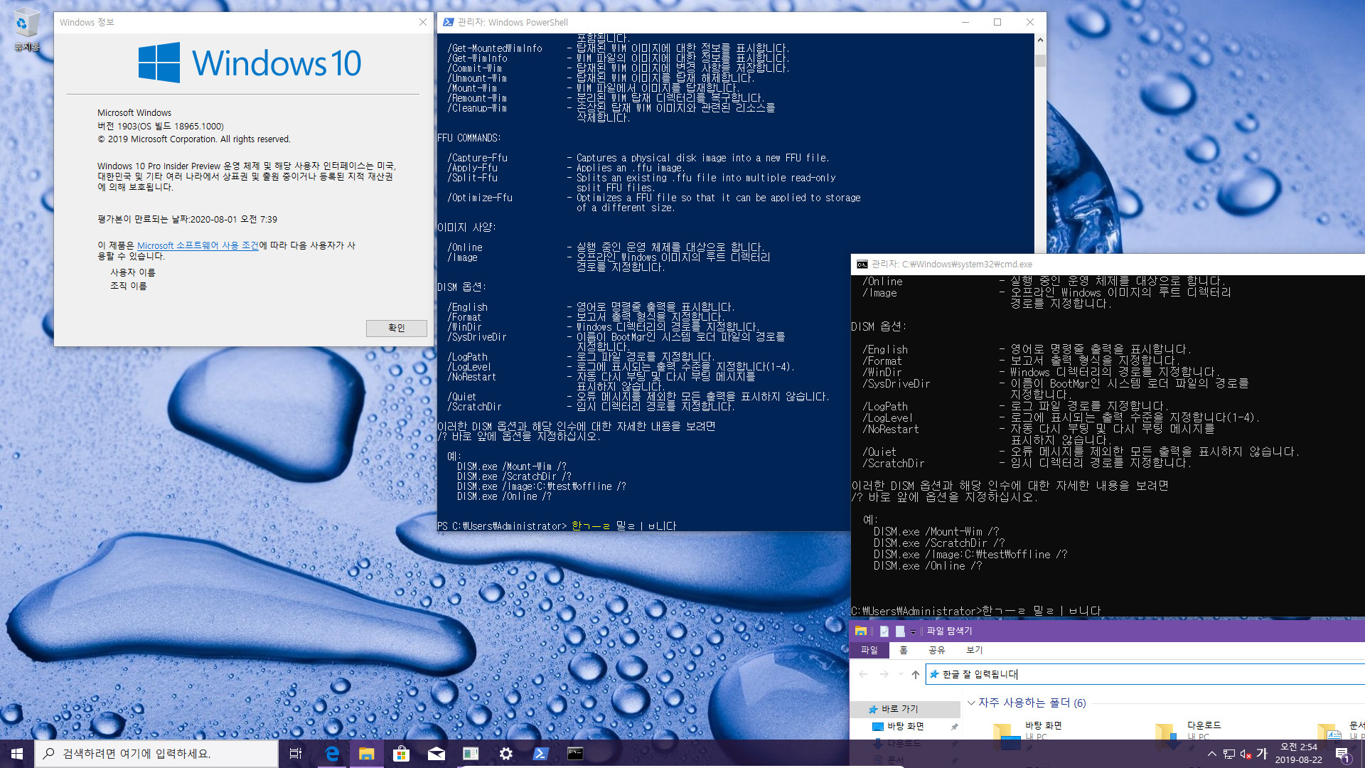 윈도10 20H1 인사이더 프리뷰 18965.1000 빌드 나왔네요 2019-08-22_025419.jpg