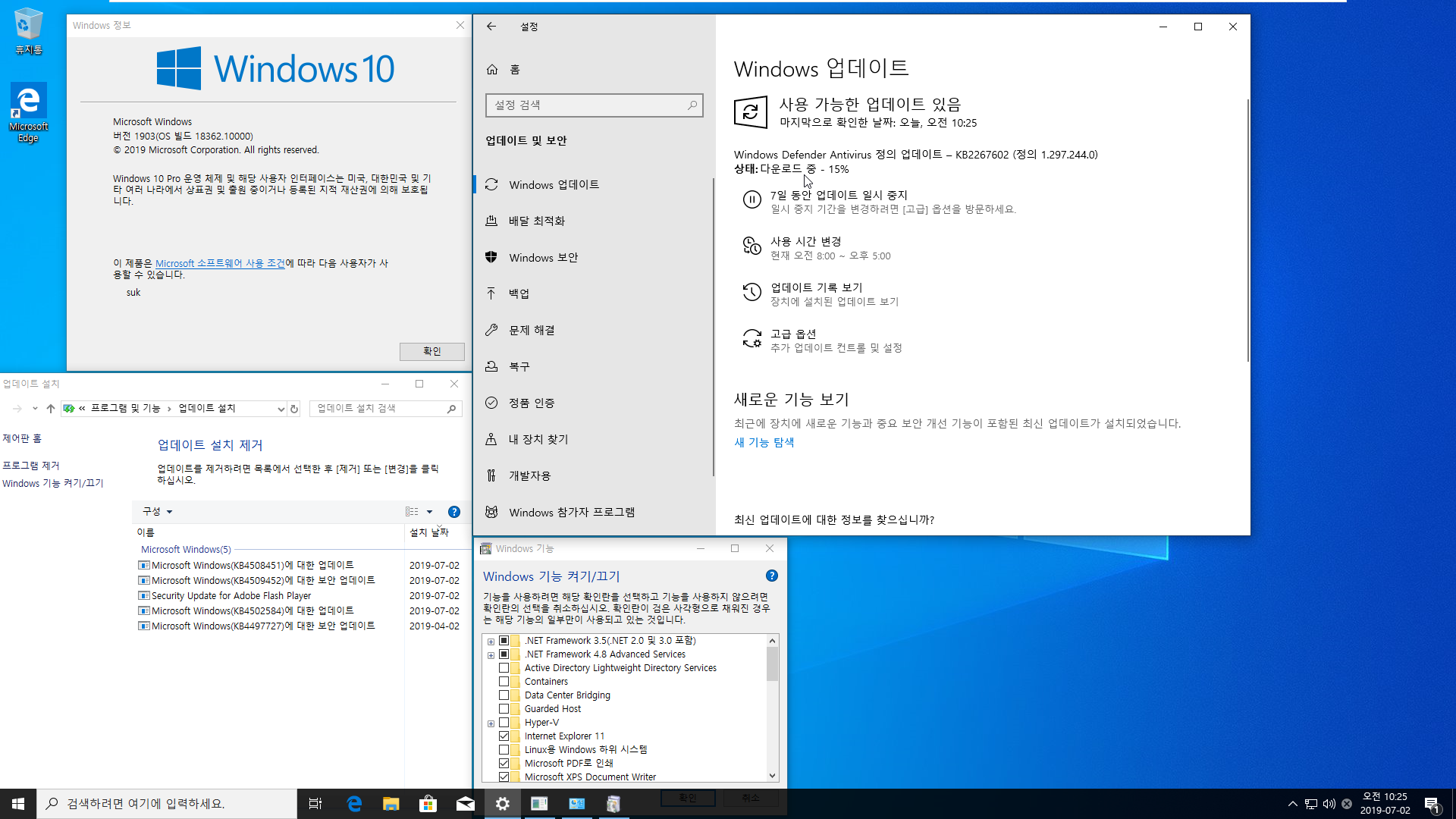 Windows 10 19H2 인사이더 프리뷰 KB4508451 (OS 빌드 18362.10000) [2019-07-01 일자] 통합중 입니다 2019-07-02_102529.png