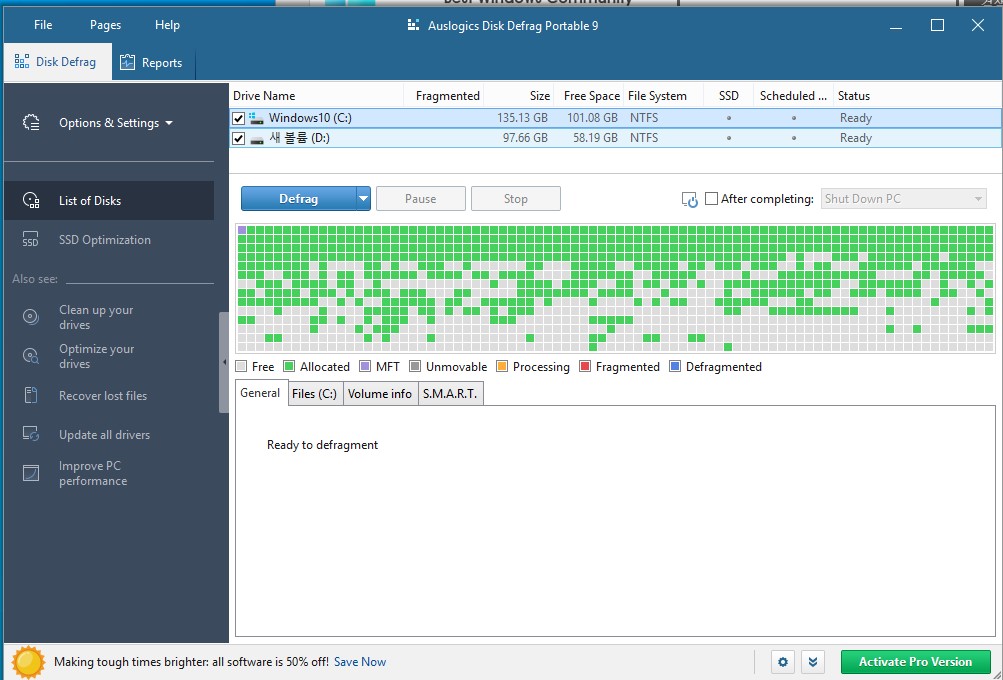 auslogics disk defrag 9