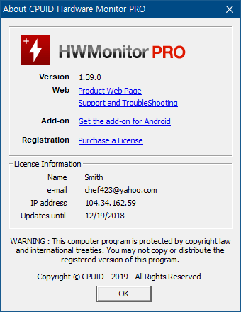 for windows instal HWMonitor Pro 1.52