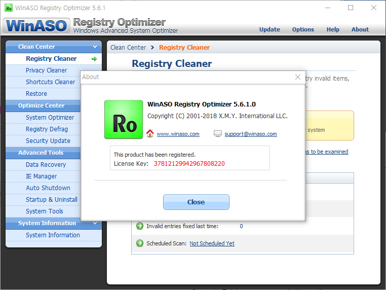 winaso registry optimizer 5.7 license key